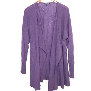 Eileen Fisher Woman 2X Merino Wool Purple Open Front Cardigan Sweater - READ